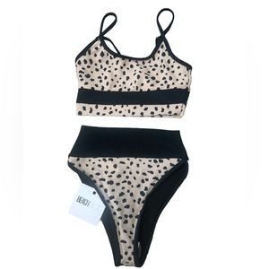 Beach Riot Eva Top Taupe Spot & Emmy Bottom Taupe Spot